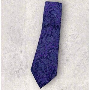 DAVID DONAHUE Silk Tie USA XL Purple Pink Paisley W:3.5" EUC